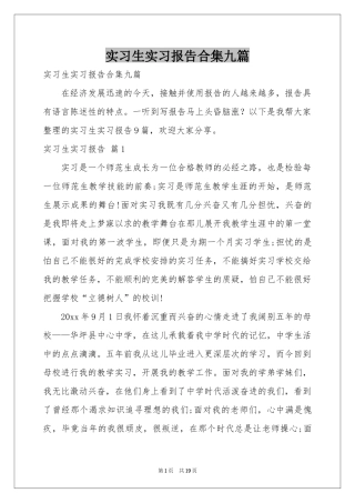 实习生实习报告合集九篇