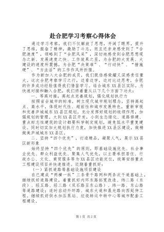 赴合肥学习考察心得体会