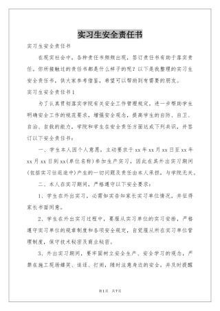 实习生安全责任书