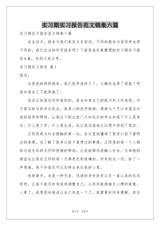 实习期实习报告范本锦集六篇