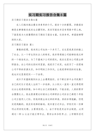 实习期实习报告合集6篇