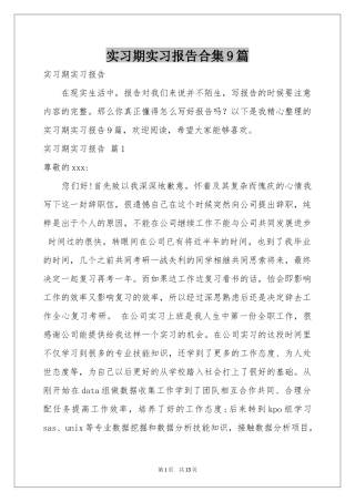 实习期实习报告合集9篇