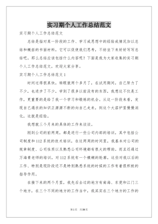 实习期个人工作参考总结范本