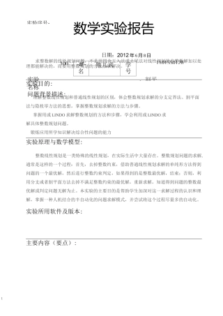 实验报告——整数规划1