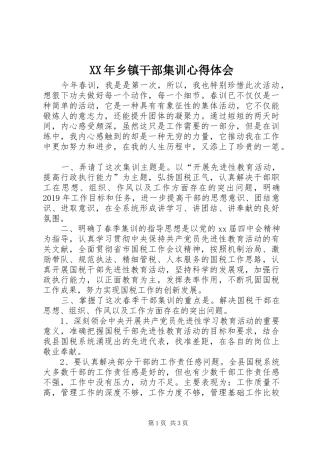 XX年乡镇干部集训心得体会