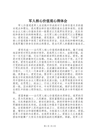 军人核心价值观心得体会