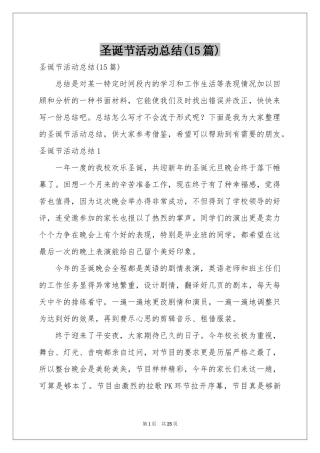 圣诞节活动参考总结(15篇)