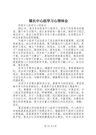 镇长中心组学习心得体会