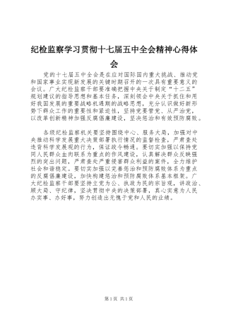 纪检监察学习贯彻十七届五中全会精神心得体会