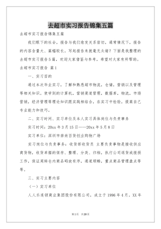 去超市实习报告锦集五篇