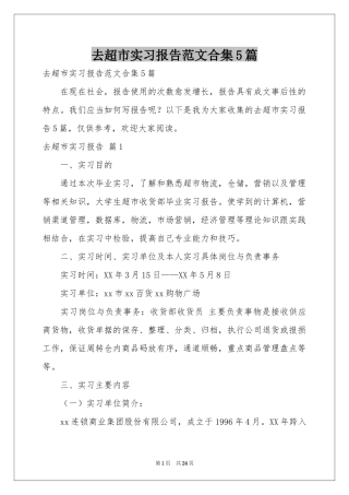 去超市实习报告范本合集5篇