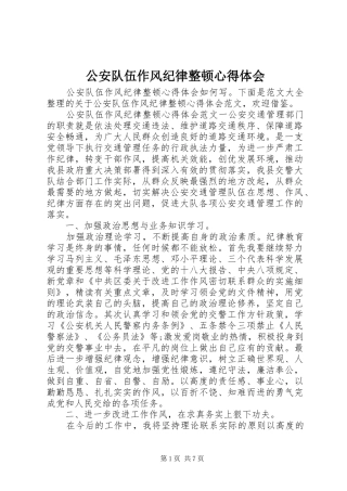 公安队伍作风纪律整顿心得体会