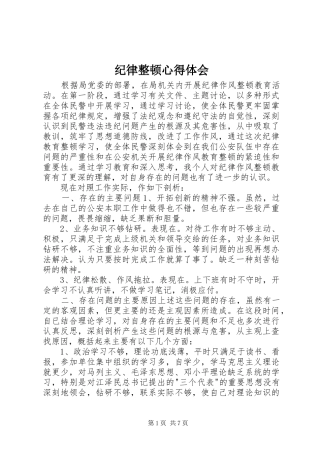 纪律整顿心得体会