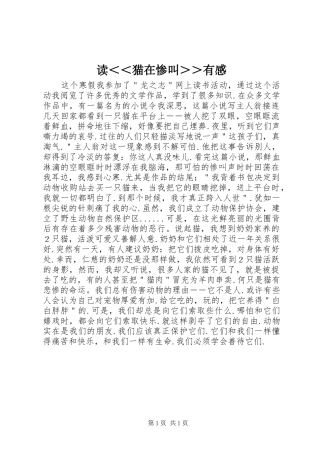读＜＜猫在惨叫＞＞有感