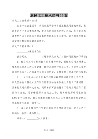 农民工工资承诺书15篇