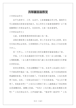 六年级自由作文