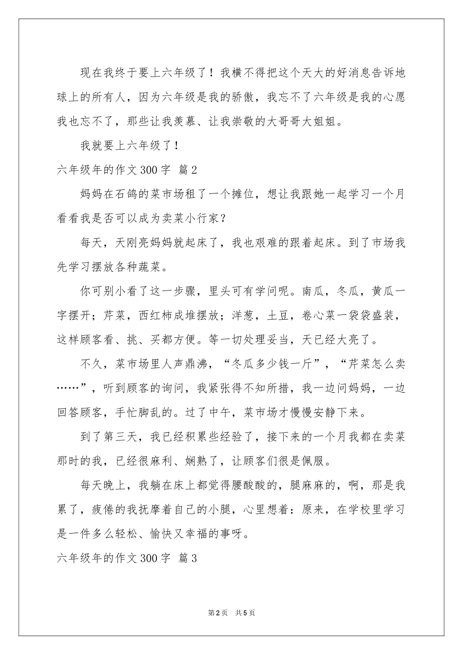 六年级年的作文300字集合5篇_第2页