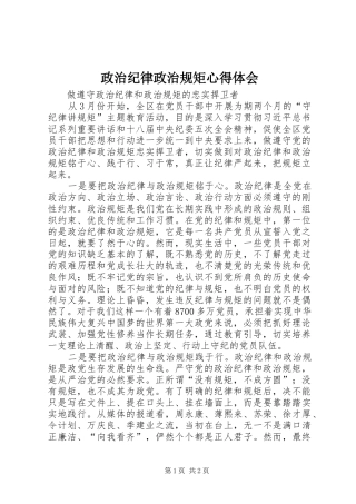 政治纪律政治规矩心得体会