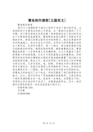 慧鱼制作感想[五篇范文]