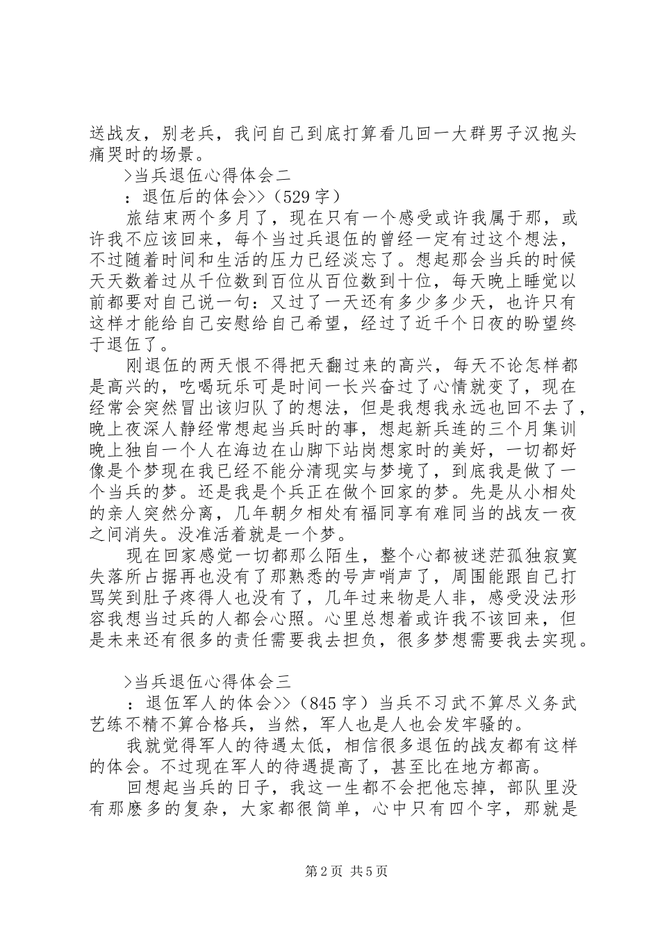 当兵退伍心得体会_第2页