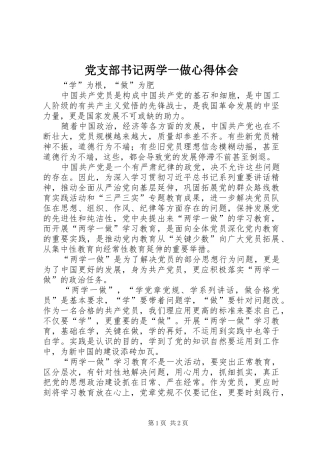 党支部书记两学一做心得体会