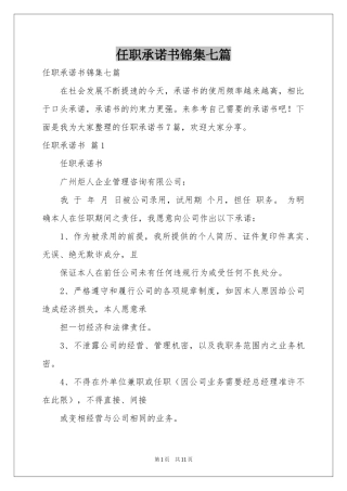 任职承诺书锦集七篇