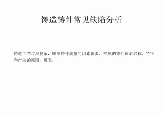 铸造铸件常见缺陷讲解