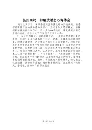 县招商局干部解放思想心得体会