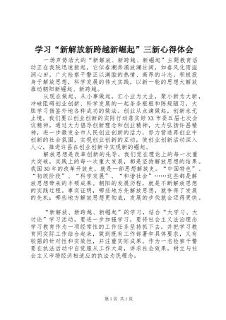 学习“新解放新跨越新崛起”三新心得体会