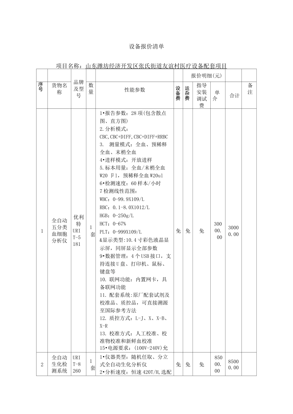 设备报价清单_第1页