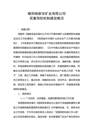 双重预防机制建设概况