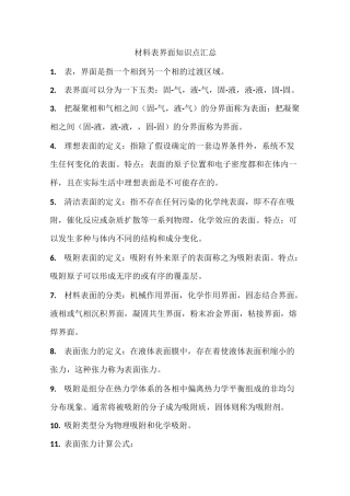 材料表界面知识点汇总