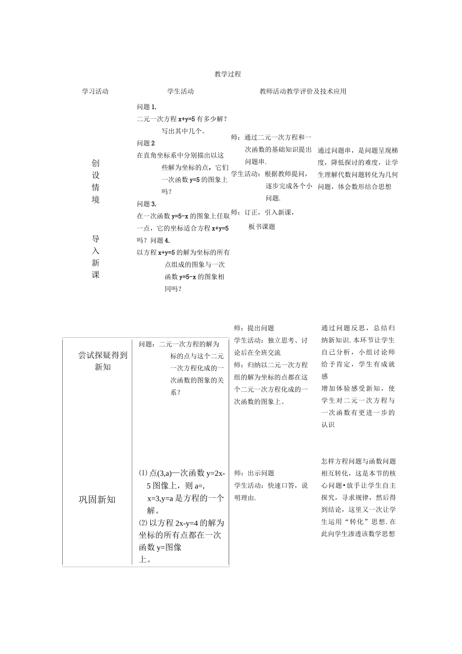 二元一次方程与一次函数教学设计_第2页