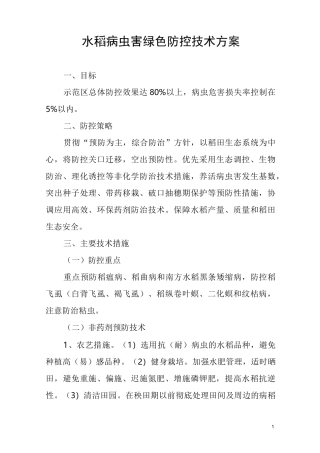 水稻病虫害绿色防控技术方案