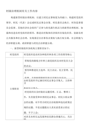 村级治理机制工作内容