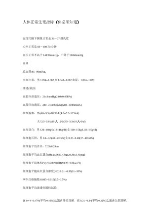 人体正常生理指标(你必须知道)