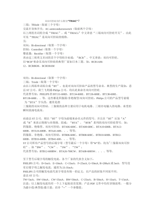 (完整版)双向可控硅选型表