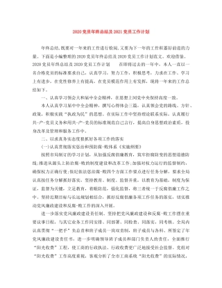 2024党员年终总结及2021党员工作计划 