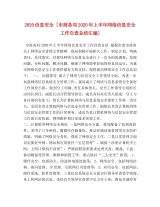 2024信息安全 [市商务局2024年上半年网络信息安全工作自查总结汇编] 