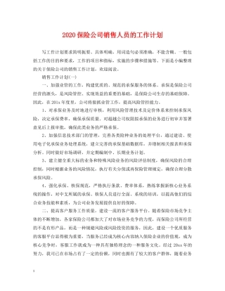 2024保险公司销售人员的工作计划 