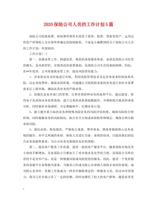 2024保险公司人员的工作计划5篇 