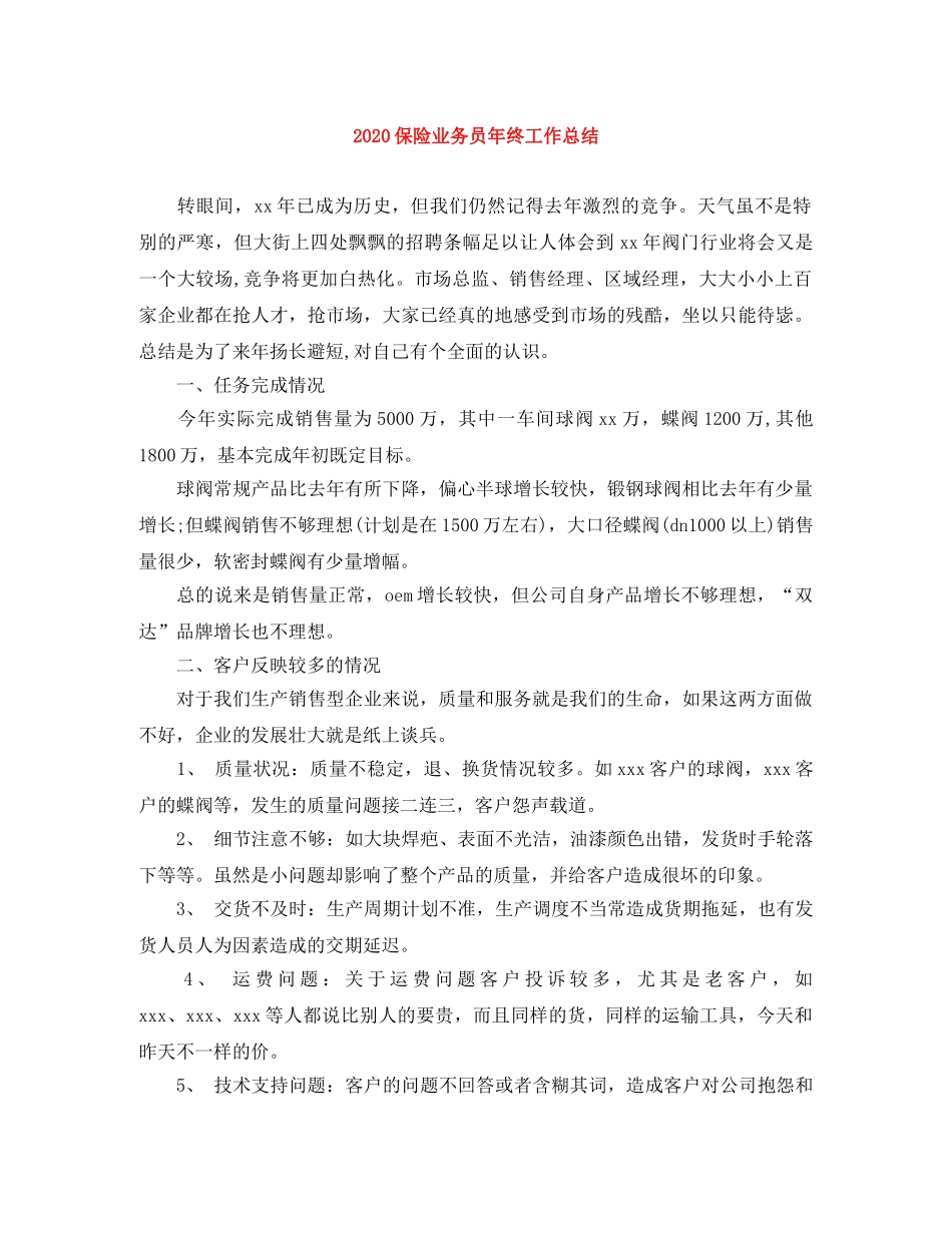 2024保险业务员年终工作总结(1) _第1页