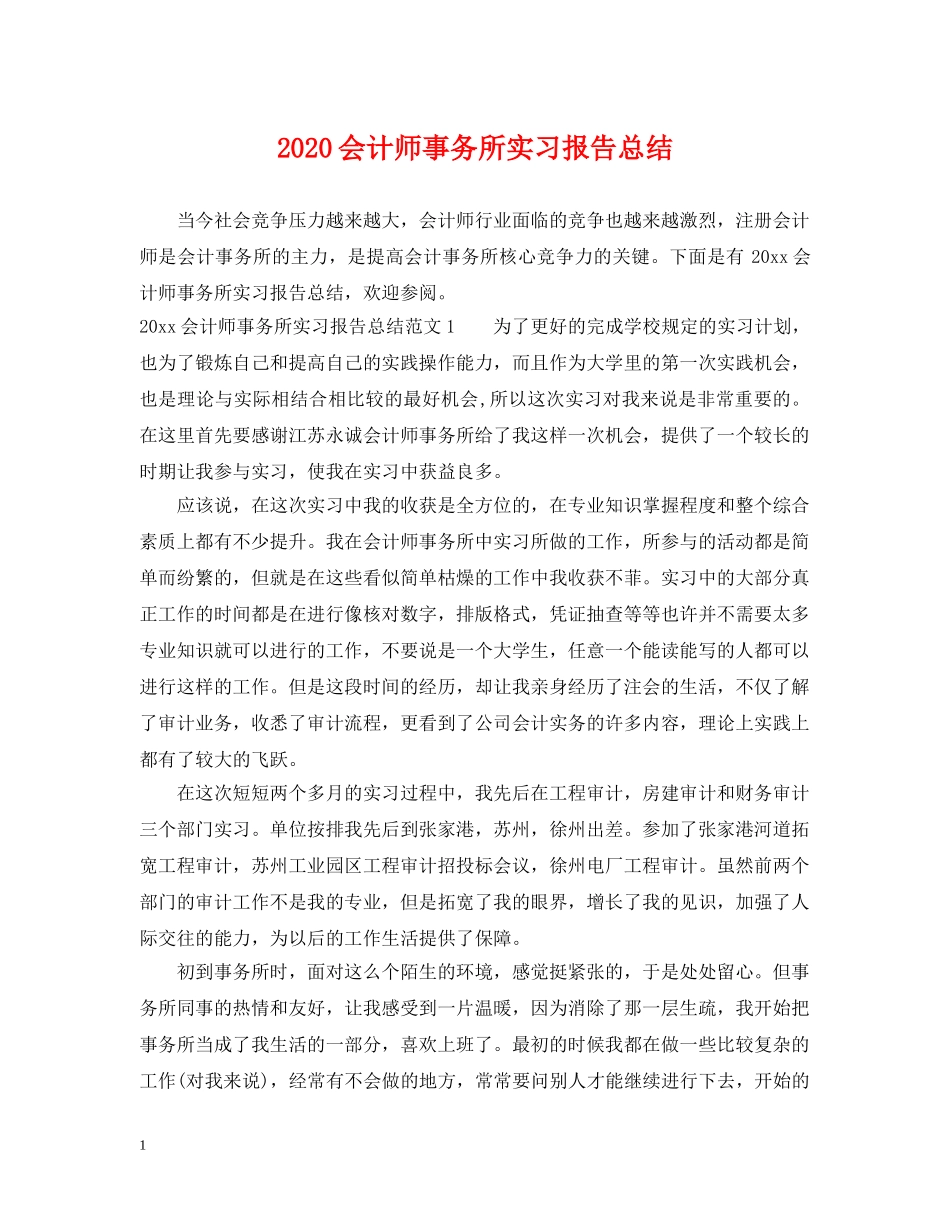 2024会计师事务所实习报告总结 _第1页