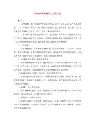 2024产科护理个人工作计划 