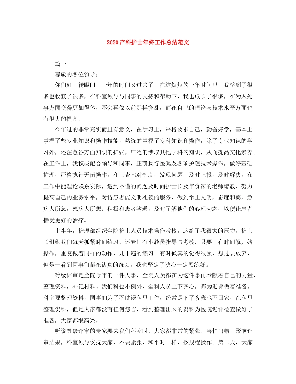 2024产科护士年终工作总结范文 _第1页