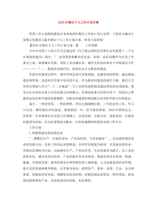 2024乡镇长个人工作计划方案 