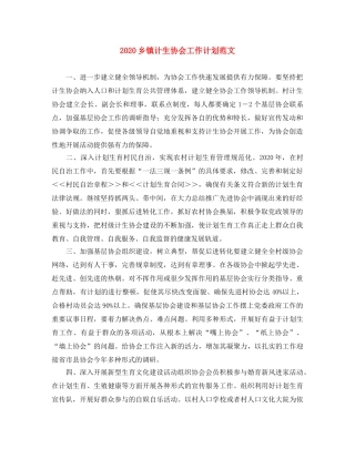 2024乡镇计生协会工作计划范文 