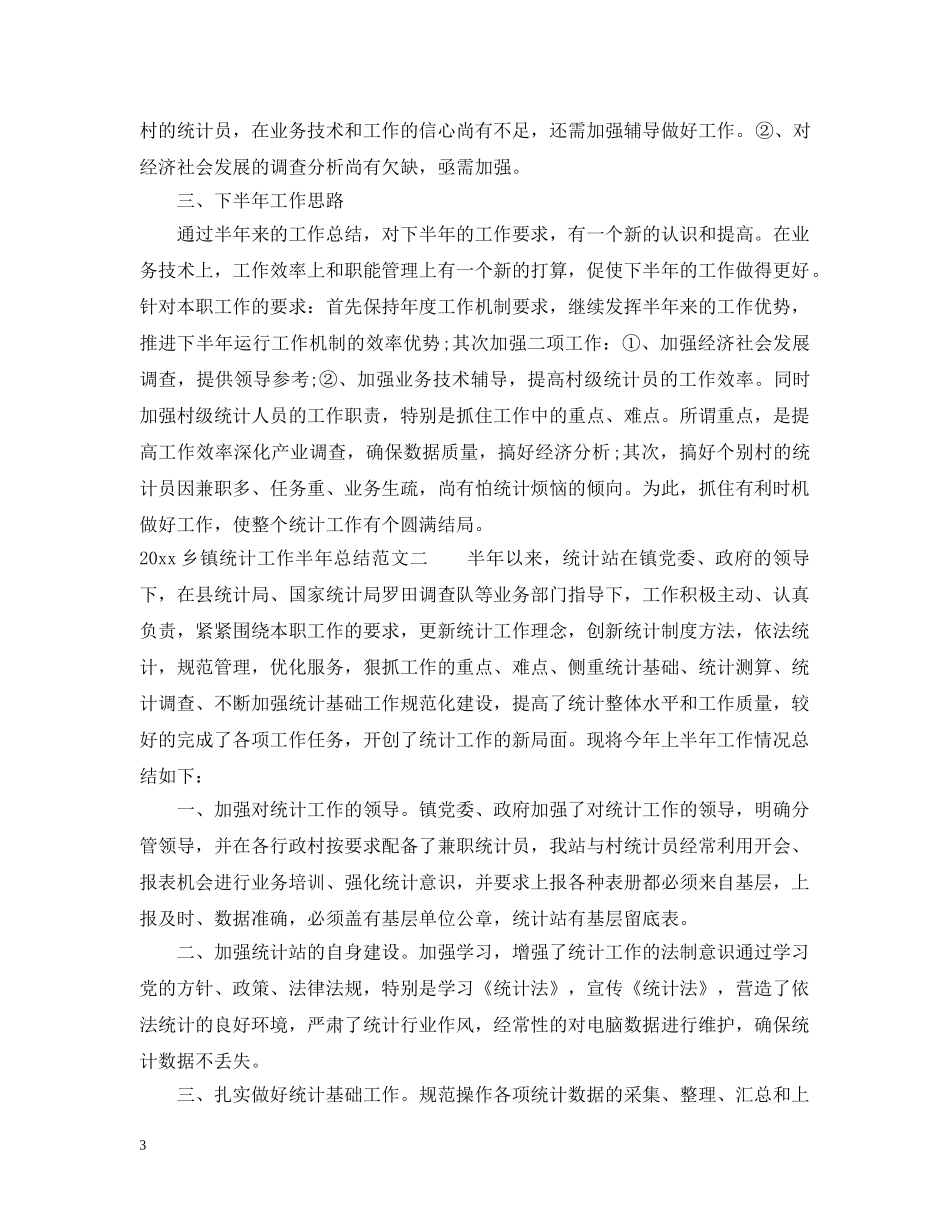 2024乡镇统计工作半年总结2 _第3页