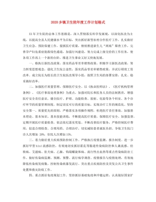 2024乡镇卫生院年度工作计划格式 