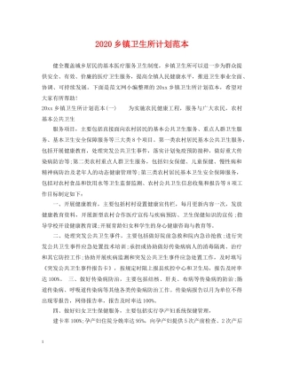 2024乡镇卫生所计划范本 